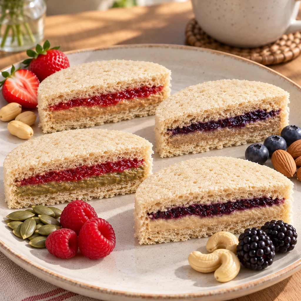 Cashew Butter & Blackberry Jam pocket from above